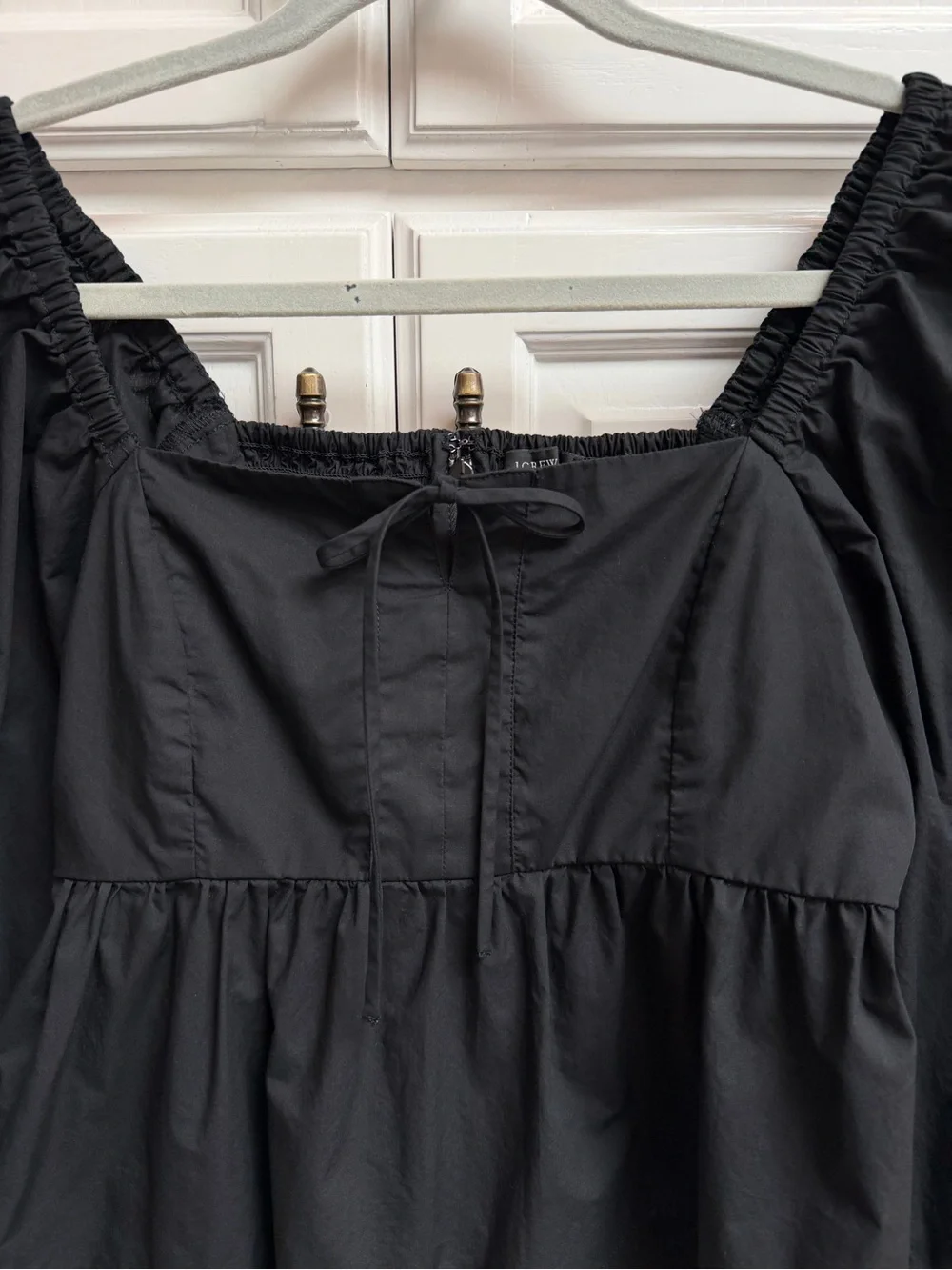 J. Crew Square Neck Cotton Poplin Top in Black Cottagecore Style Size 4